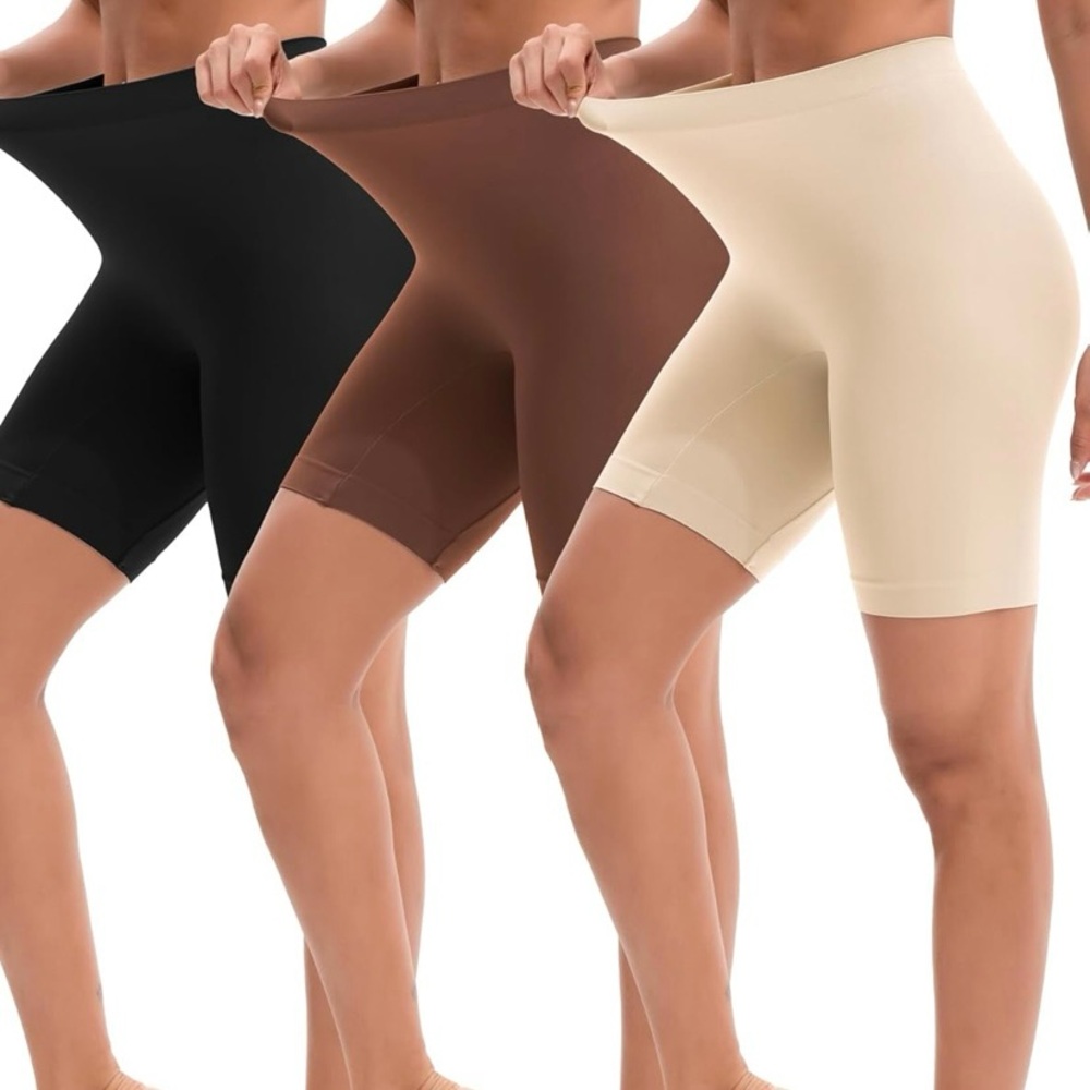 Soft Stretchy Slip Shapewear Shorts 3-Pack NWT Beige Nude Brown Black